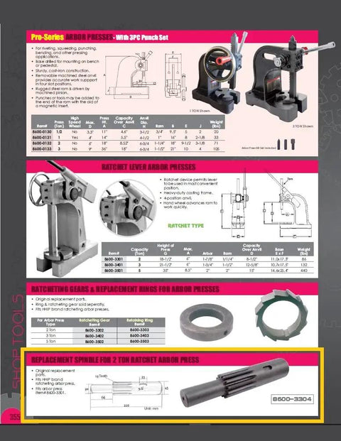 Heavy Duty Replacement Spindle For Two Ton Ratcheting Arbor Press Built Tough With Case Hardened Steel To Keep Your Shop Rig Cranking Non Stop Without Any Headaches
