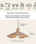 Textured Pendant Light, Cream Aesthetic Hanging Lamp for Kitchen Island, 55cm diameter, high-density polymer, adjustable cord.