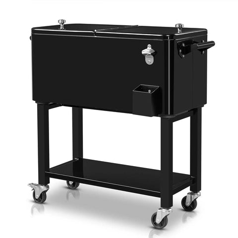 Portable Bar On Wheels With Ice Chest And Built In Shelf For Patio Parties And Backyard BBQs Rolling Cooler Cart With Wheels 80 Qt