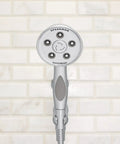 Caspian Anystream Multi Function Handheld Shower Head With 5 Adjustable Jets Delivering 40 Sprays And 12 Massage Modes For A Home Spa Vibe Includes 60 Inch Metal Hose 2.5 GPM Flow Fits Standard US Plumbing Polished Chrome.