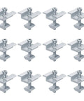 12 Pack Solar Panel Mid Clamps Aluminum PV Panel Mounting Brackets For Five Eighths To One Seven Eighths Inch Thick Frames With Three Quarter Inch Rail Slot 6063 Aluminum Anodized Built To Last Includes M8 x 55mm 304 Stainless Bolts, top view