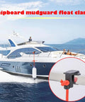 Boat Bumper Clips For Docking, Adjustable Fender Clips For Square Rail, shown on yacht with focus on black nylon clip attachment