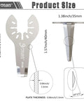 Dimensions of Pneumatic Windshield Removal Knife For Auto Glass Sealant Cutter Blade with L Shaped Access and Plate Thickness