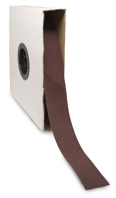 One And A Half Inch By One Hundred Fifty Foot Emery Cloth Sandpaper Shop Roll in box, 220 Grit Aluminum Oxide
