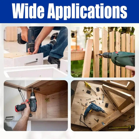Person using a drill for carpentry and furniture assembly with 220 Pack One Quarter X 6 Phillips Drywall Screws for Sheetrock.