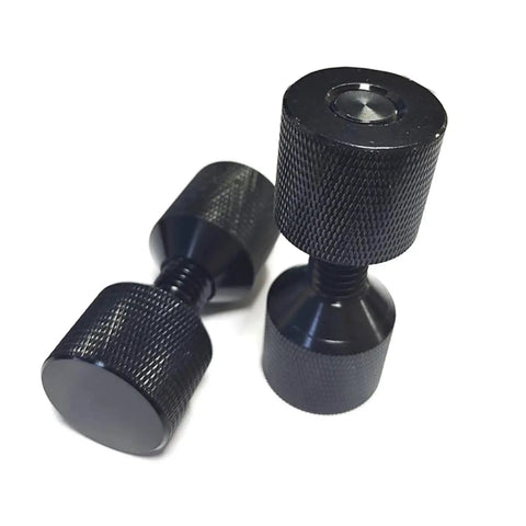 Awesome 4 Piece Solid Aluminum Flange Alignment Pins With Two Holes For Precision Pipe Bolting On 1/2 To 14 Inch Flanges displayed at an angle.