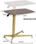 Rock Solid Mobile Laptop Desk With Fully Adjustable Rolling Casters Top Tier Portable Workstation dimensions diagram showing height adjustment.