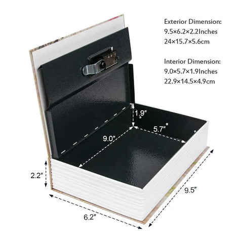 Hidden Book Safe With 3 Digit Combination Lock, Diversion Safe For Cash And Jewelry, Paris Eiffel Tower Design, Secret Metal Safe Box For Passports And Money, 9.5 By 6.2 By 2.2 Inch
