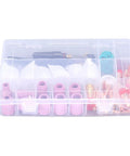 Ultimate 71 Piece TIG Welding Accessory Kit With Ceramic Nozzles Glass Cups And Gas Lenses layout in clear storage box.