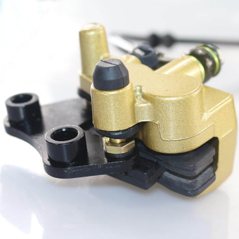 Close-up view of the Front Disc Hydraulic Brake Master Cylinder Caliper Assembly with 190mm rotor for 50cc to 125cc Chinese dirt bikes.