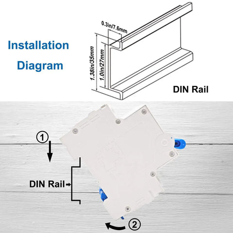 Installation diagram for 32A 400V Miniature Circuit Breaker Two Pole Go-To AC Disconnect Switch C32 Din Rail Mount DZ47-63 Style Protective Breaker