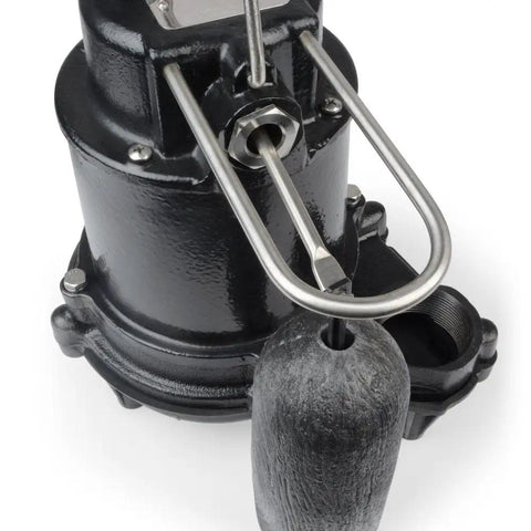 One Third HP Cast Iron Sump Pump With Vertical Switch, 3160 GPH, Beefy Non Clogging Vortex Impeller, Thermoplastic Volute, Black