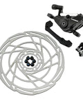 Heavy Duty Post Mount Dual Piston Mechanical Disc Brake Set With Rotors including caliper and 160mm rotor with bolts.