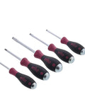 Extra Heavy Duty Slotted And Phillips Screwdriver Set 5 Piece Non Slip Grip Full Size With Precision Machined CRM72 Tool Steel Tips