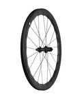 Side view of Carbon Disc Wheelset 50C Tubeless Center Lock With Front 12x100 And Rear 12x142 Thru Axles Black Finish, Lightweight Aero Rim