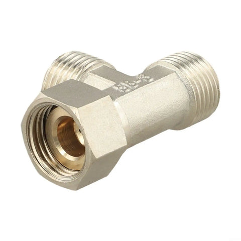 Built Tough Three Way Brass Diverter Valve With Easy Grip Handle And Leak Free Seals Nickel Plated Half Inch Threaded Tee Connector