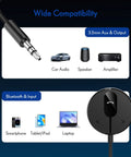 Diagram showing Bluetooth Car Kit With Wireless Aux Receiver For Hands Free Calling And Music Streaming compatibility with devices