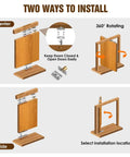 Diagram showing two installation ways for Beefy Pivot Hinge Kit With 200 Lb Capacity For Secret Bookcase Doors, center and side mount.