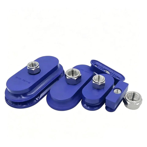 AFS Series AFSB AFSF NBR Long Strip Elliptical Pneumatic Vacuum Suction Cup set, various sizes, blue rubber, industrial automation use.
