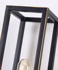Dang Stylish Vintage Industrial Wall Sconce Lights With Solid Iron Frame Hella Bright LED Wall Lamp close-up of black frame with gold trim.