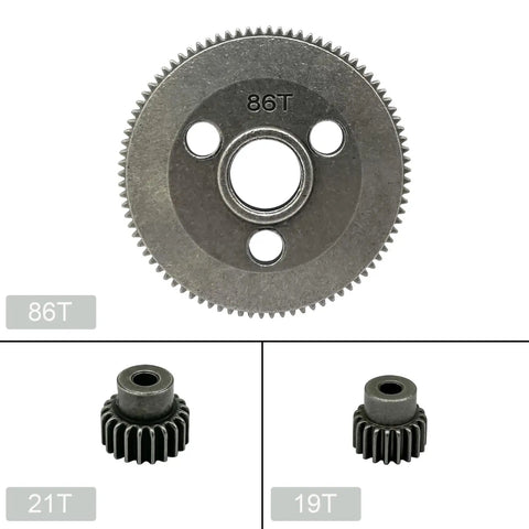 Beefy 86T 48P Spur Gear For 1 To 10 Scale Slash 2WD Rustler Stampede Bandit Drag Slash Compatible Upgrade Gear Set With 19T To 21T Pinions Steel Construction