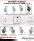 Heavy Duty Eight Inch Swivel Casters Set Of Four Featuring Thermoplastic Rubber Donut Tread Stainless Steel Plates installed in a showcase displaying different caster types.