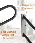 2 Pack 27.5 Inch Black Stair Handrails For 1 To 3 Steps Outdoor And Indoor Wall Mounted Grab Bar with waterproof coating