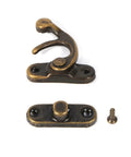 Antique Latch Hook Metal Hasp for Jewelry Boxes and Gift Boxes, Vintage Gold Bronze Finish with screws for secure closure.