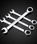 Nine Piece Spanner And Ratchet Wrench Set, Universal Socket Head Tools, Garage Ready Multitool Kit For Car Repair