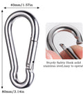 Stainless steel safety hook with dimensions for Beefy Two Pack Heavy Duty Cable Pulley Block Wheels With Clip For Wire Rope Ball Bearings