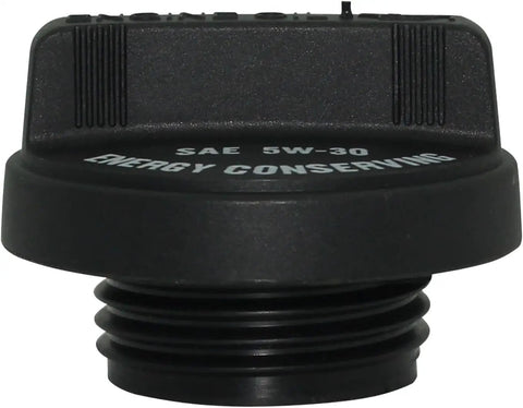 Front view of black plastic 0W-20 Engine Oil Filler Cap Replacement Fits Avalon Camry Highlander 4Runner Tacoma Tundra Corolla FJ Cruiser Matrix RAV4 Sienna Solara Venza Yaris Scion 12180-0H012 Durable, Easy Install, High Quality Engine Maintenance Part