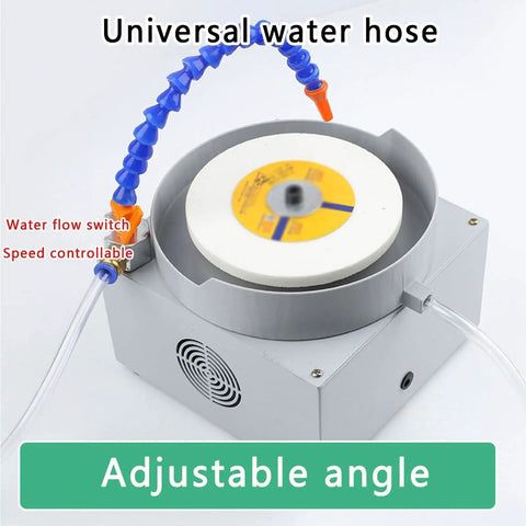 Heavy Duty Electric Wet Bench Sander With 150Mm Diamond Grinding Discs For Knife Sharpening Metal Jade Glass Polishing Adjustable Speed Up To 2000rpm Water Cooling Flow Precise Sharp Tool Grinder with adjustable water hose.