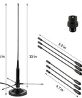 Dual Band Car Ham Radio Antenna With Magnetic Base And Ground Plane Kit Covers 136-174MHz And 400-470MHz Soft Whip