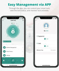 Smartphone app interface showing management features for Slick Fingerprint Keyless Entry Door Lock With Sturdy Lever Handle Set In Brushed Nickel Finish.