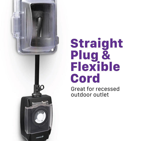 Outdoor Light Timer Outlet Waterproof 24 Hour Mechanical Plug In Weatherproof 3 Prong Grounded Heavy Duty 15 Amp