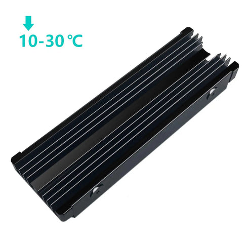 Dual Pack Aluminum M.2 SSD Heatsink Cooler For PS5 And PCIe NVMe Or SATA M2 2280 Drives Black 2-Pack High-Efficiency Heat Dissipation For 2280 SSDs Compatible With 850 EVO 860 EVO 960 EVO 970 EVO black aluminum heatsink with 10-30°C cooling for M.2 2280 SSD