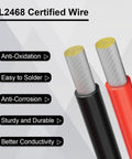 UL2468 certified wire features including anti-oxidation, easy soldering, anti-corrosion, durability, and conductivity.