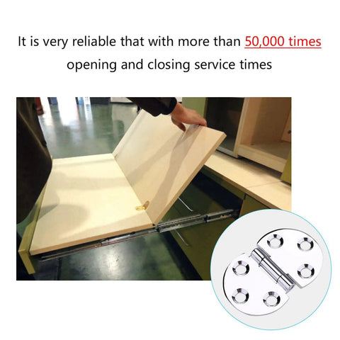 Rock Solid 180 Degree Copper Chrome Plated Folding Butt Hinges used in cabinet with foldable table.