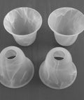 Four Six Pack Bell Shaped Alabaster Glass Shades for Ceiling Fans and Wall Lights, Lipless Design, top and bottom view shown.