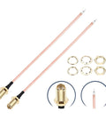 2 Pack RP SMA Female To PCB Solder Wire Pigtail Cable 4 Inch Length 10 cm RG178 Coaxial Cable With Washers And Nuts