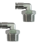 Heavy Duty 304 Stainless Steel 90 Degree Elbow Fittings, 1/4 Inch Tube OD To 1/2 Inch NPT Thread, Push-To-Connect Air Fittings, 2 Pack
