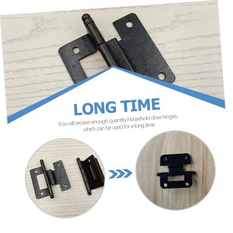 Six black iron kitchen cabinet door hinges, 6.50 x 4.00 cm, high-load replacement for home or office use.