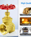 One And A Half Inch BSPP Brass Gate Valve Manual Rotary Sluice With Two Way Flow, brass construction with red handwheel