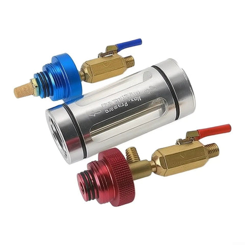 Fabuleta Auto Ac Refrigerant Oil Filter Kit With Clear Visual Inspection Tube, metal parts and connectors for refrigerant service.
