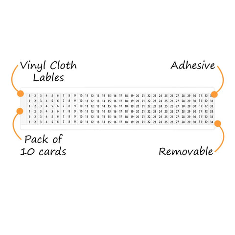 Wire Marker Cards 1 To 33 Electrical Labels Vinyl Cloth 1.5 Inch By 0.25 Inch Removable Stickers Pack Of 10 Made In USA