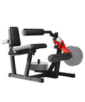 All-In-One Leg Extension And Curl Machine With 700 Lbs Capacity For Home Gym, red and black design, side view