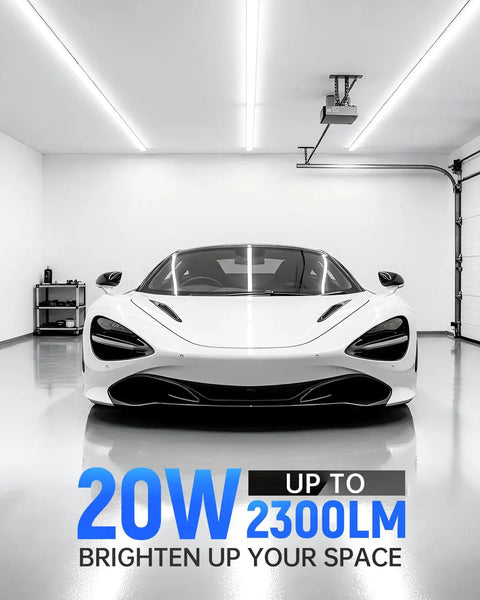 4Ft T5 LED Shop Light Integrated Fixture 2300 Lumens 20W 6500K Cool White Linkable Corded Ceiling Cabinet Strip Light for garage.