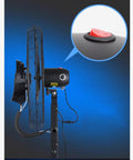 Solid Heavy Duty Outdoor Misting Fan With Oscillating Airflow And Integrated Water Chiller For Patios Yards showing control panel and buttons.