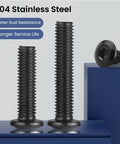 Flat Head Hex Socket Cap Screws 1/4-20 x 2-1/2 Inch, 20 Pack, Black Zinc Finish, 304 Stainless Steel 18-8 Furniture Bolts, Full Thread