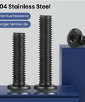 Tough As Nails M6 1.0 x 30mm Flat Head Hex Socket Cap Screws Bolts Set Of 10 304 Stainless Steel Black Zinc Plated Full Thread